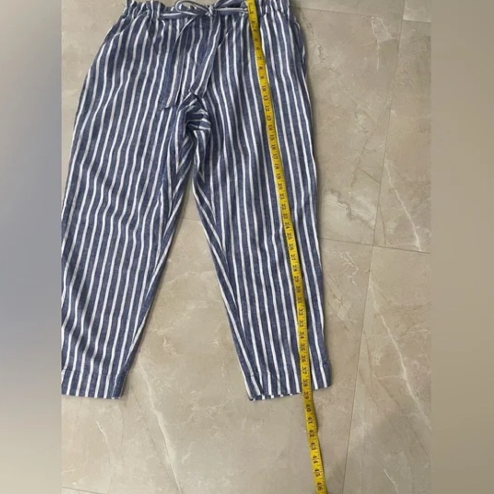 BEACH LUNCH LOUNGE CASUAL PANTS  CERULEAN BLUE & WHITE COTTON/ LINEN SIZE XL - Picture 5 of 8